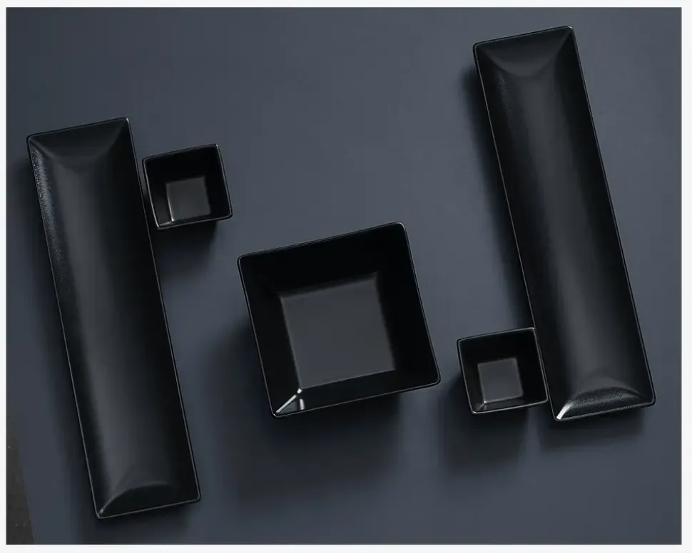 Quadro Tallerken Rektangulær 30x8 cm Sort