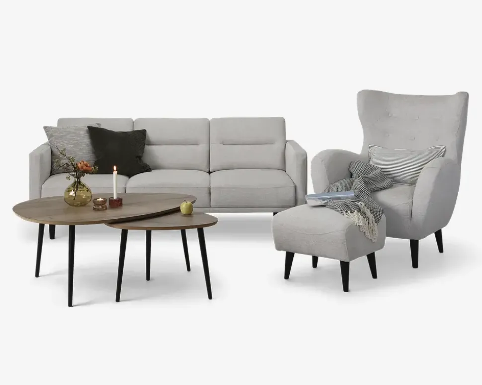 Øreklapstol Inkl. Fodskammel beige