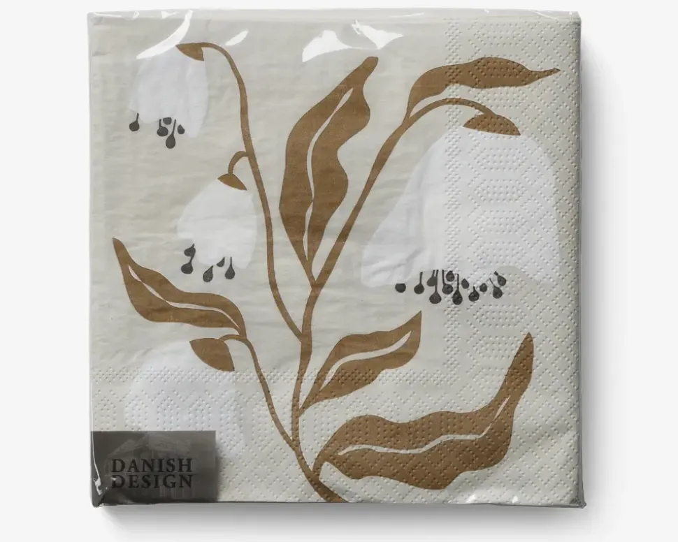 Servietter klokkeblomst beige 33x33 cm