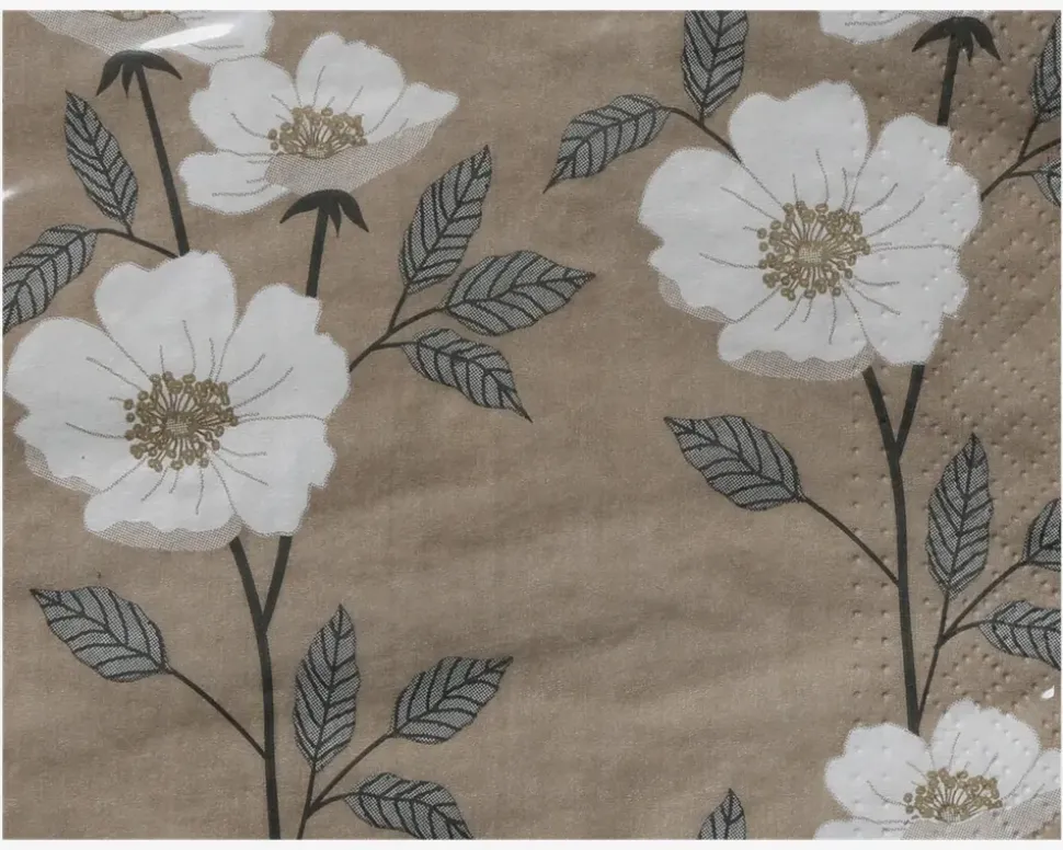 Servietter lys blomster 33x33 cm
