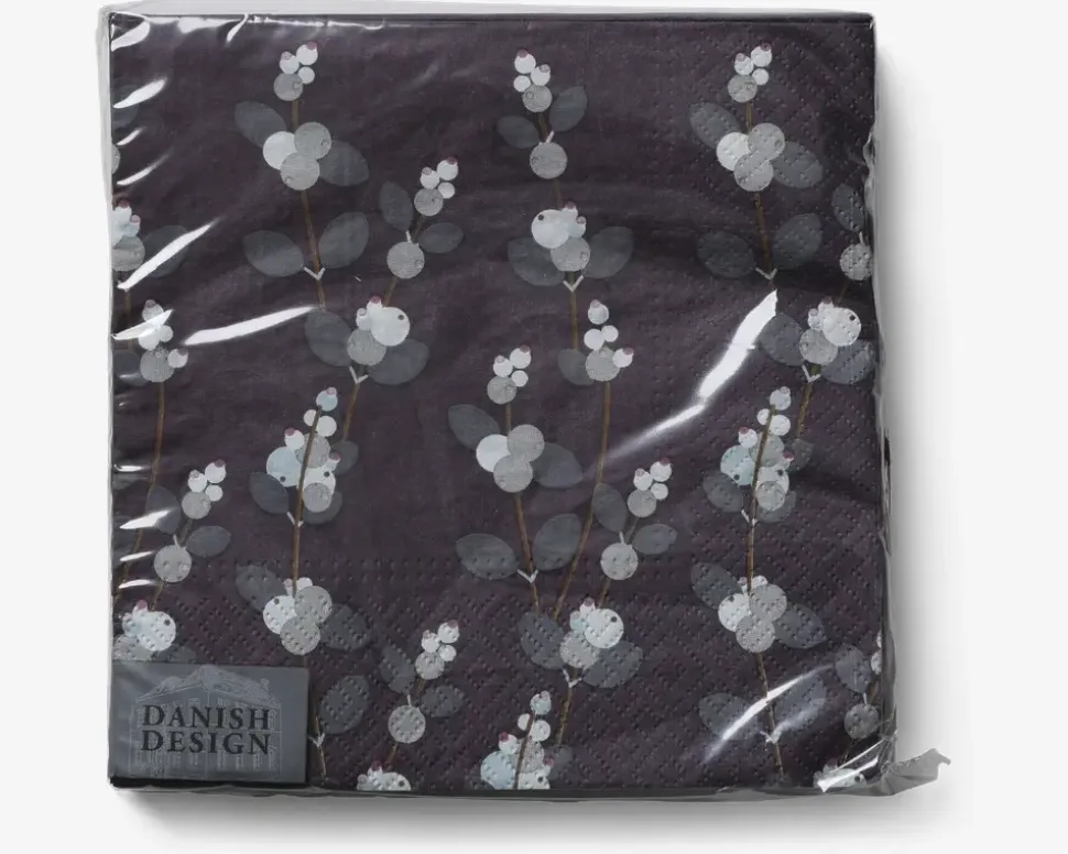 Servietter mørk blomster 33x33 cm