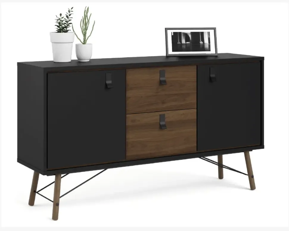 Skænk Ry B. 150 cm sort/valnød