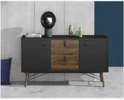 Skænk Ry B. 150 cm sort/valnød