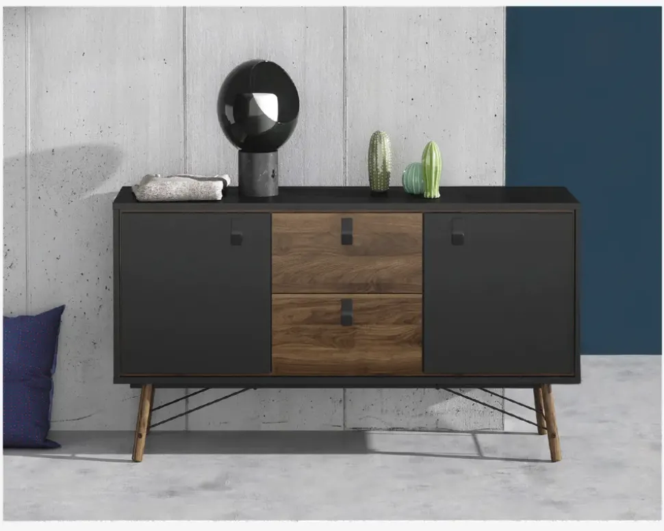 Skænk Ry B. 150 cm sort/valnød