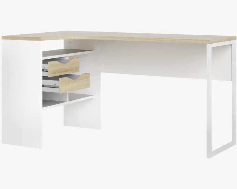 Skrivebord Hjørne Hvid/Eg