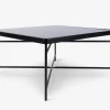 Sofabord sort/glas 80x80 cm