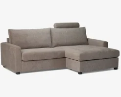 Sofa m/Chaiselong Grå/Beige Møbelstof