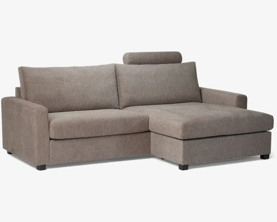 Sofa m/Chaiselong Grå/Beige Møbelstof