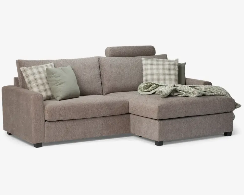 Sofa m/Chaiselong Grå/Beige Møbelstof