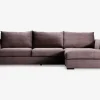 Sofa med chaiselong brun fløjl højre