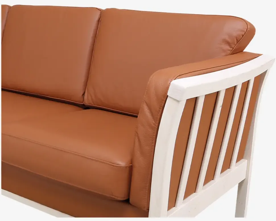 Sofa 3 Pers. Luksus Tremmesofa Cognac/Bøg