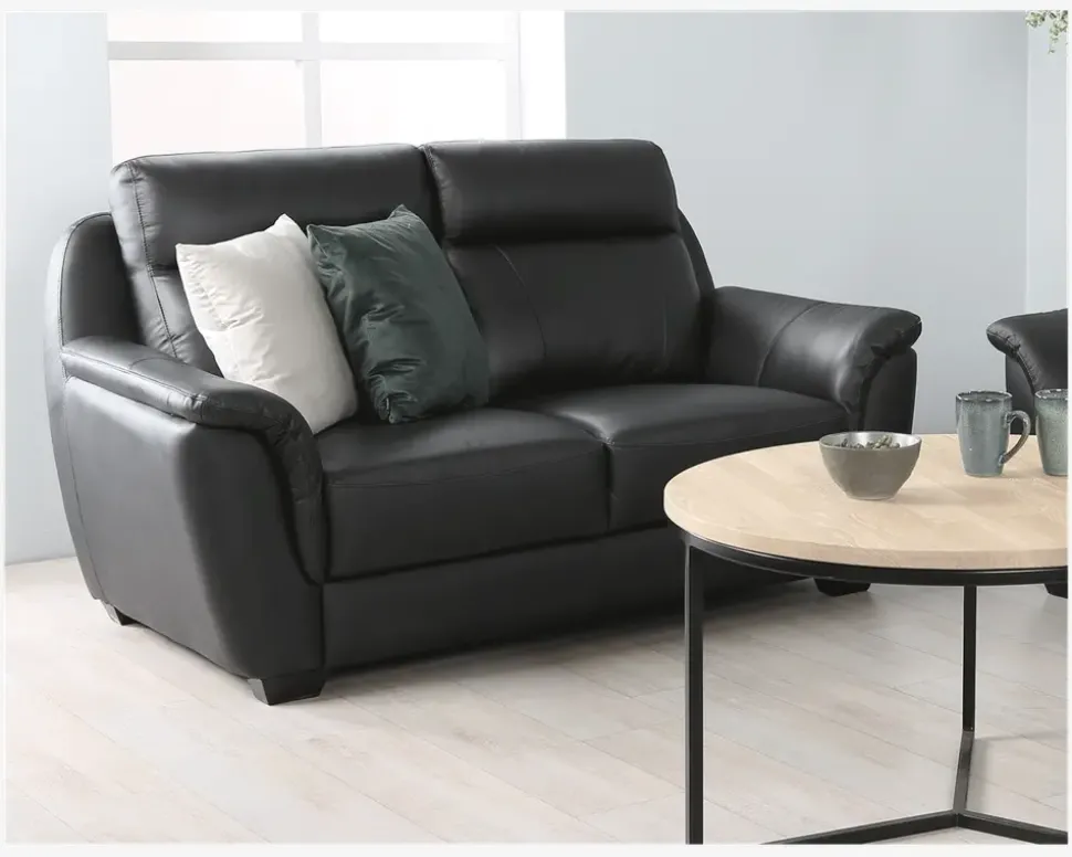 Sofa 2 Pers. Sort Læder