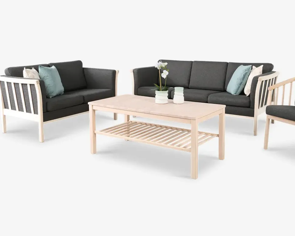 Sofa 2 Pers. Tremmesofa Grå Stof