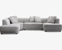 Sofa U-shape grå/beige venstrevendt