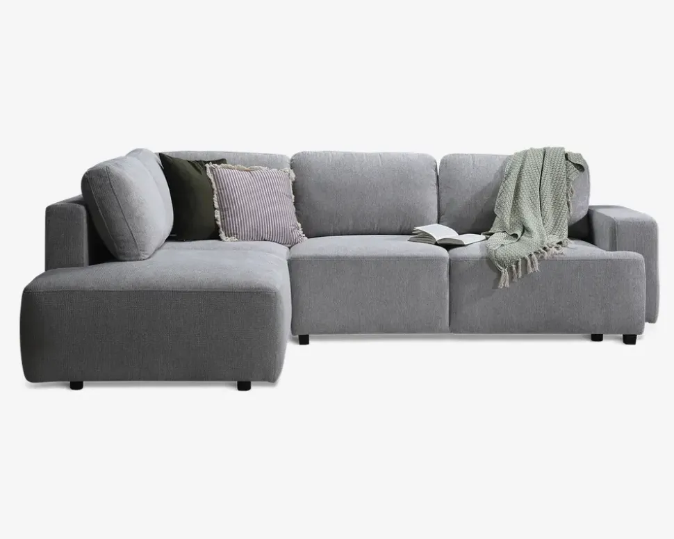 Sovesofa open end venstre grå/beige