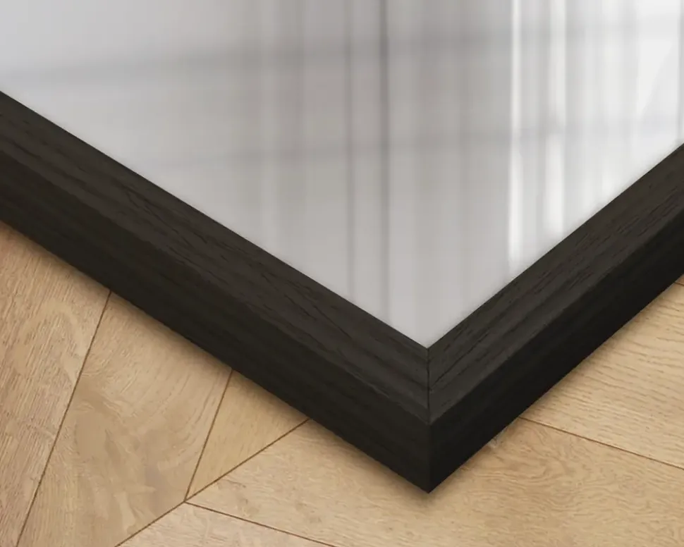 Spejl slim sort træ 40x80 cm