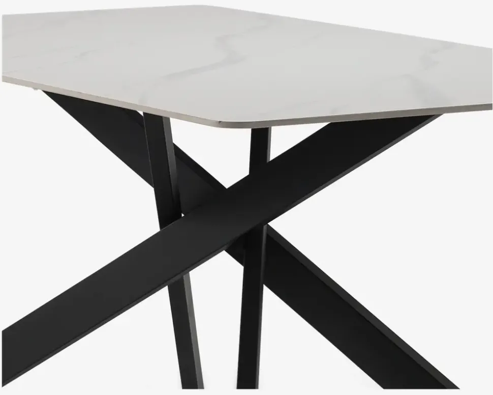 Spisebord i hvid keramik B. 90 x L. 160 cm