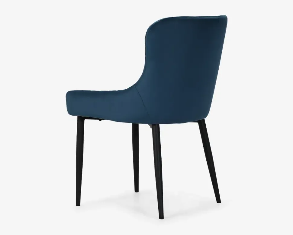 Spisebordsstol i blå velour