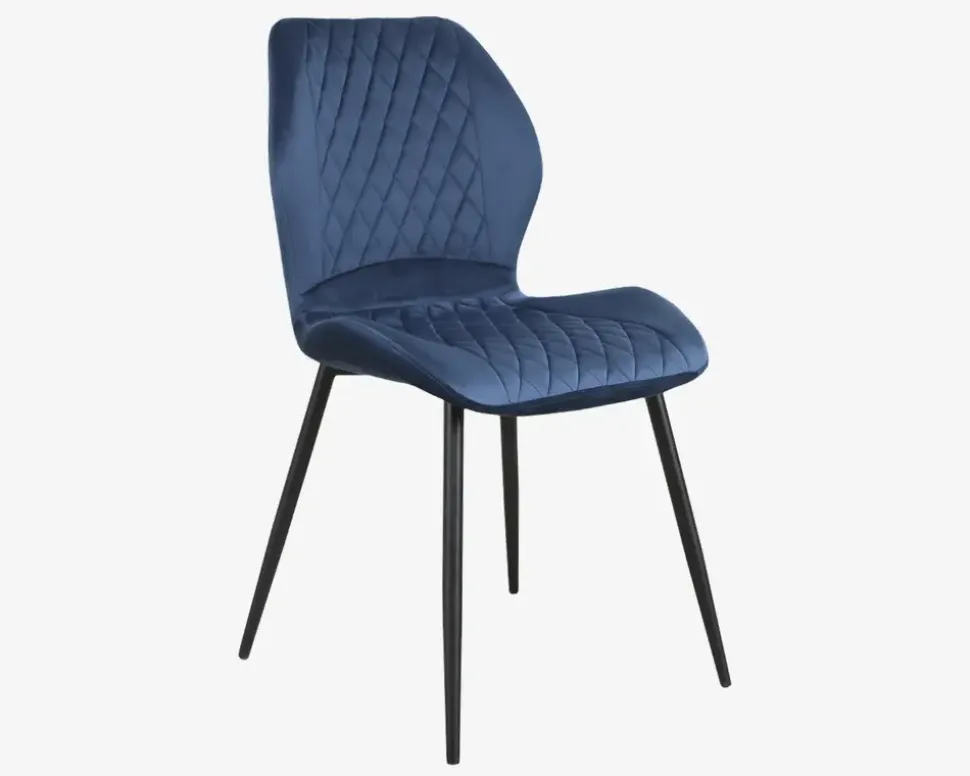 Spisebordsstol i blå velour