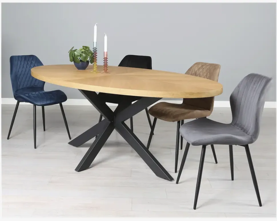 Spisebordsstol i grå velour