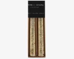 Stearinlys Cream/Guld 2 Stk.