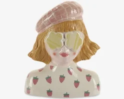 Vase Med Ansigt Solbriller/Hat Lyserød 24,5 cm
