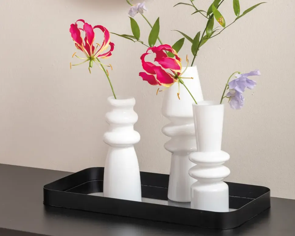 Vase sparkle bottle glas hvid H.20,5 cm