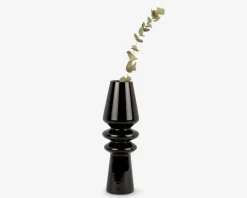 Vase sparkle cone glas sort H.25 cm