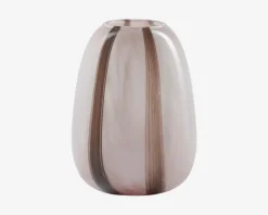 Vase Stribet Rosa/Brun H.20 cm