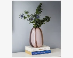 Vase Stribet Rosa/Brun H.20 cm