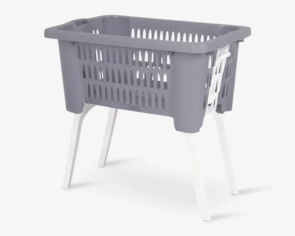 Vasketøjskurv m. udklappelige ben 60L ass.