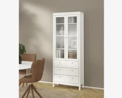 Vitrine Madrid hvid med 3 skuffer