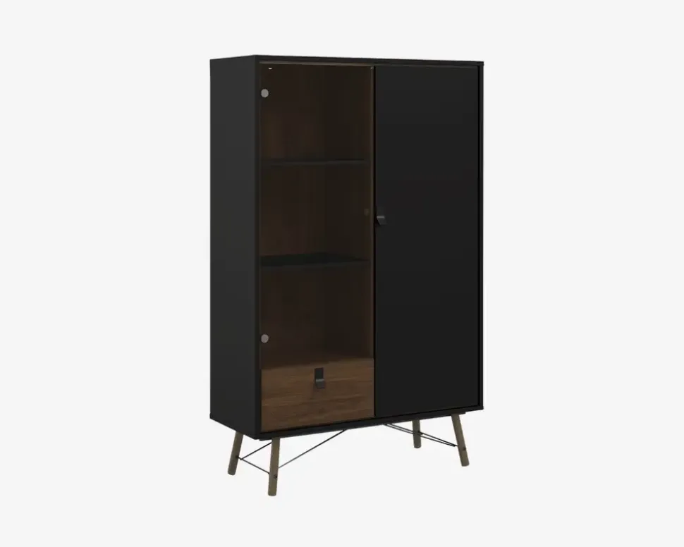 Vitrine Ry B. 102 cm sort/valnød